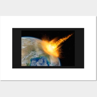 Dangerous asteroid hits planet Earth Posters and Art